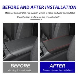 DEYTOP Center Console Cover for Hyundai Tucson 2022 2023 2024 Accessories Car Armrest Cover for Hyundai Tucson 2024 Accessories Anti-Scratch Leather Armrest Protector (Black with Red Stitches)