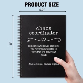 QYUVK Chaos Coordinator Hardcover 160 Pages Spiral Notebooks, Chaos Coordinator Notebook, Employee Appreciation Gifts, Thank You Gift for Coworker, Unique Office Gift Idea for Women Man Coworker