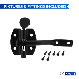 XFORT® Black Auto Gate Latch, Garden Gate Latch, Door Catch, Gate Latches, Gate Latch, Door Latch, Gate Lock, Door Latches, Garden Gate Latches and Catches, Shed Door Latch, Shed Latch, Gate Fixings.