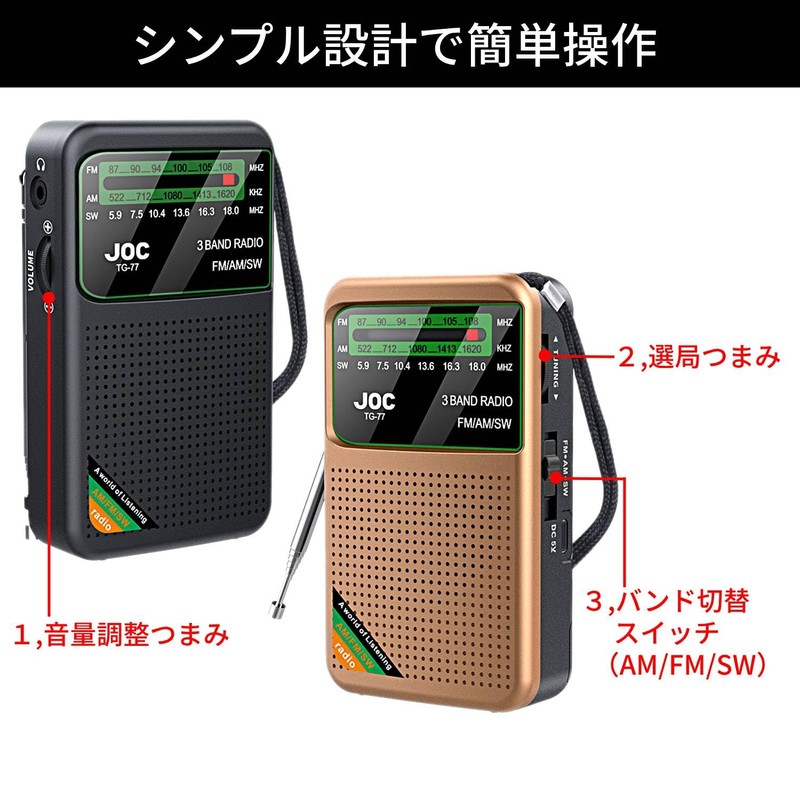 KENOU Portable Radio Mini Radio FM AM SW Short Wave