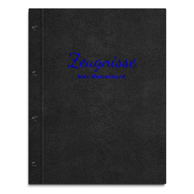 Handmade Certificate Folder with Your Own Name in Black Fur