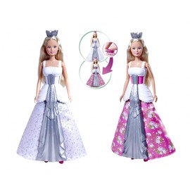 STEFFI LOVE Simba 105733655 Doll Wedding Magic with 2-in-1 Dress - Doll Steffi (29 cm) with Changing Wedding Dress (White/Silver) and Princess Dress (Pink) for Children from 3 Years