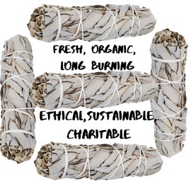 Sage Smudge Sticks, 3 White Sage Bundles Refill - Energy Cleansing, California White Sage Smudging Sticks, Organic, Freshly Dried Incense Sage Stick Set, Sustainable, Charitable Positive Vibes!