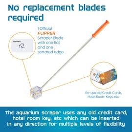 FL!PPER Flipper Platinum Scraper and Fish Tank Cleaner with Serrated Blade for Glass and Acrylic | Hand Algae Remover for Aquariums Professional Fish Tank Accessories | 28” Rigid Shaft