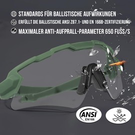 1TG Tactical Cycling Glasses, Airsoft Glasses Tactical Protective Glasses, Sports Glasses Sports Sunglasses for Men, Women, Airsoft, Paintball, Hunting, CS, Cycling, Running, Hiking, OD Green