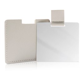 Shatterproof Stainless Steel Compact Mirror for Purses, Unbreakable Mirror Travel with PU Leather Case Cover, Handheld Camping Shaving Mirror for Women & Men, Makeup, Gift (Gray)