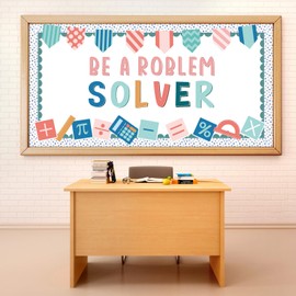 Janlaugh 48 Pcs Math Bulletin Board Decorations Sets be a Problem Solver Bulletin Board Decor Cubes Math Keywords Problem Solving Paper Cutouts for Elementary Back to School Classroom Wall Decor