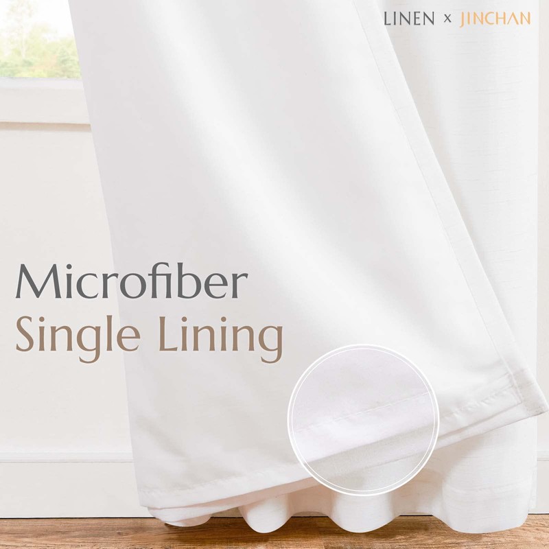 jinchan Linen Blend White Curtains 108 Inches Extra Long for