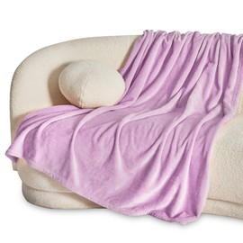 Bedsure Fleece Blanket Sofa Throw - Versatile Blanket Fluffy Soft Throw for Bed and Couch Throw/Single, Light Purple, 130x150cm