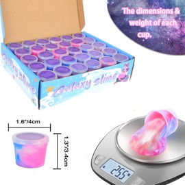 60 Pack Galaxy Slime Kit, Mess Free, Non Sticky, Mermaid Themed Slime for Stress Relief, Premium Classroom Rewards, Birthday Gifts, Christmas Stocking Stuffers, Putty Toy for Kids