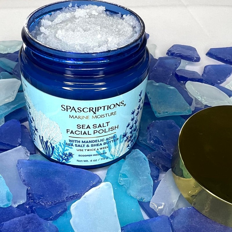 Spascriptions Marine Moisture Sea Salt Facial Polish, Exfoliating Facial Scrub,