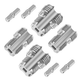 Tzdxfgl 2 Pcs PVC Pipe Thread Kit, Electric Drill Compatible PVC Pipe Threader Kit with 3 Dies 1/2" 3/4" 1", 1"4 Hex Shank Internal Thread Maker Tool, Plastic Pipe Tap Die Set for Water Pipe Plastic T