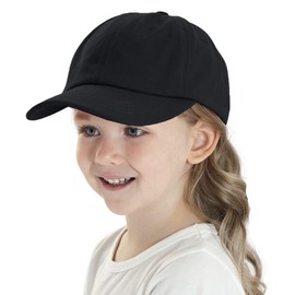YAMEE Baseball Cap Unisex Children's Breathable Baseball Cap Children Cotton Peaked Cap Children Lightweight Sun Hat Children for Boys Girls Sun Protection Pure Colour Outdoor Recreation, black, 52