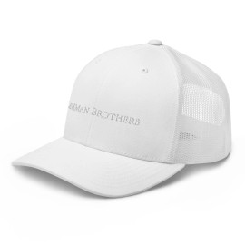 Trader Style Vintage Lehman Brothers White Trucker Cap Stock Trader Gift Embroidery Hat - White