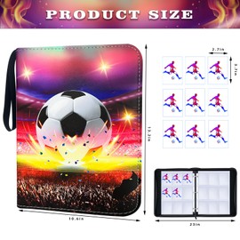 900 Cards Soccer Card Binder, 9-Pocket Card Collections Trading Card Binder 50 Pages Double-Sided Cards Holder with Zipper 3-Ring Card Album for Sports Soccer Card Sleeves Protectors