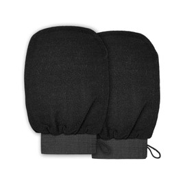 CULEB 2 Stück Peeling-Handtuch,Peelinghandschuh für Bad,Gesichts und Körperpeeling Handschuhe,Badebürste aus Hochwertiger Viskosefaser für Peeling und Revitalisierung Haut Unisex(Schwarz)