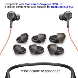 3pair Voyager 6200 UC Eartips Replacement,in-Ear Gels Kit for Plantronics Backbeat Go 410 Headphone SML-Black