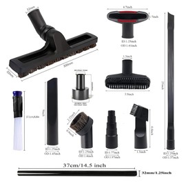 GEBDSM 12 Pcs Universal Vacuum Attachments for Shop Vac Accessories, 1 1/4" to 2 1/2" Vacuum Cleaning Tools Kit, Dirt Remover for Home Air Vents Corner Pets Drawer Car Dusty Vacuum Brush Attachment