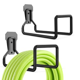 Newthinking Heavy Duty Garden Hose Hanger, 2 Pack Wall Mount Metal Hose Reel Holder Hosepipe Stand for Garden Outside Yard