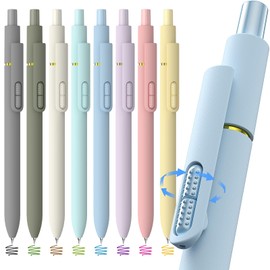 Hiacry 8 Pack Colorful Gel Ink Pens，Quick-Dry 0.7mm Fine Point Fidget Pens for Smooth Writing, Journaling & Drawing, Aesthetic Morandi Color Pens for Women, School & Office Supplies (Morandi Colors)