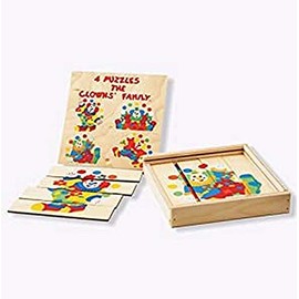 Dida - Simple Puzzles - 4 Clowns, Set of 4 Simplified Puzzles for Toddlers. Ideal for Nursery, Preschool and Nursery