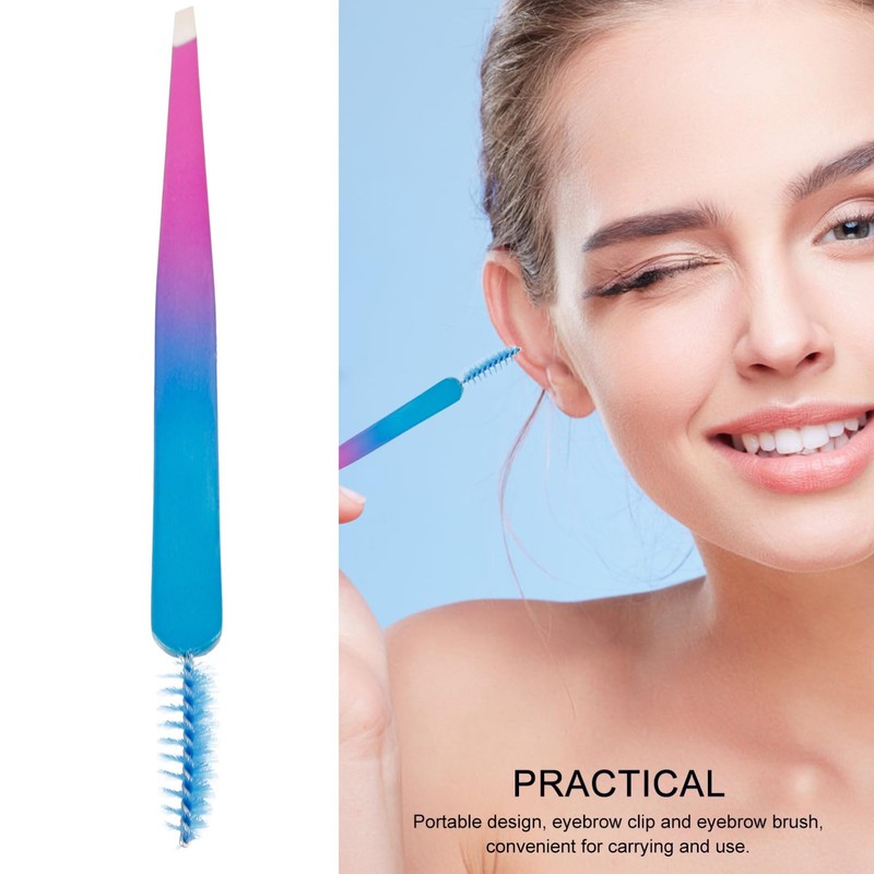 Outanaya Portable Eyebrow Tweezer Tool Stainless Steel Dual Function Brow