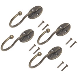 Audiophile Wall Hanging Hook Hanger with Screws Hanging Clothes Coat Hat Antique Large Set of 4