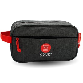 92ND.Supply Unisex Wash Bag - Grey - Inner and Outer Compartment with Zip - Capacity 3.6 L, Dark grey