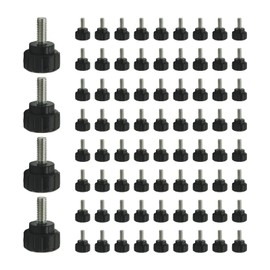 100PCS Carbon Steel Threaded Knurled Thumbscrew Knurled Knobs Monitor Mounting Screws Black Round Clamping Screws Grip Knobs Thumb Screw M4 x 10 mm