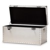 French Industrial Silver Metal Storage Trunk Aluminum