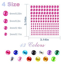 2310 Stück Glitzersteine Gesicht Selbstklebend, 14 Blätter Glitzersteine Selbstklebend Gesicht 3-4-5-6mm Strasssteine Selbstklebend Gesicht Steine Gesicht Selbstklebend für Nägel, Gesichts Make Up