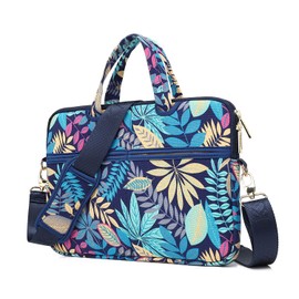 KAYOND Forest Series Patten Canvas Laptop Shoulder Messenger Bag Case Sleeve for 12.5-13.3 Inch Laptop and Macbook Air 13 Pro 13/14 (13-13.3 inch, Forest Series Blue)
