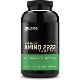 Optimum Nutrition Superior Amino 2222 Tablets, Complete Essential Amino Acids, EAAs, 320 Count