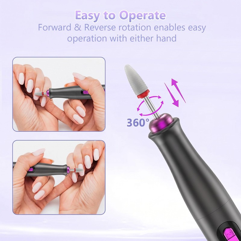 POFIBO Electric Nail Drill Cordless 35000RPM, Electric Nail File for