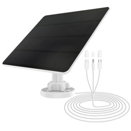 Dawnice 5W Solar Panel for Security Camera Ring Doorbell with Micro USB Type-C DC Port 3 in 1 Cable for Outdoor Rechargeable Battery Camera IP65 Waterproof 360° Adjustable