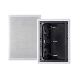 Monoprice 2-way Carbon Fiber In-Wall Surround Speaker - Dual 5.25 Inch (Single) Vari-Angled With Paintable Grille - Alpha Series Black