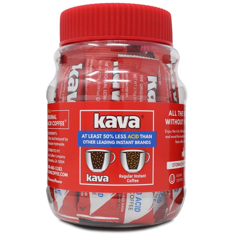 Kava Low Acid Instant Coffee Single Serve Stick Packets, 20