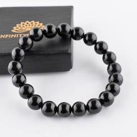 Ultimate Protection Bracelet - Negative Energy Remover - Unisex Stretchable Elastic Bracelet - Natural Gemstone Dainty Men-Women Jewelry, Birthstone, Healing, Chakra, Yoga Balancing, Reiki (Black Tourmaline)