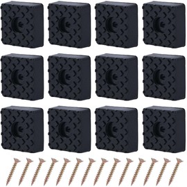 GORGECRAFT 20Pcs Black Rubber Furniture Pads with Screws 30mm Square Shape Heavy Duty Non Slip No Skid Feet Pad Grippers for Table Desk Garden Chairs Sofa Cups Floor Protectors