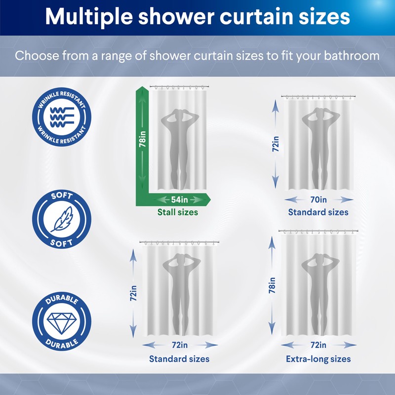 CLOROX 2-in-1 Bathroom Shower Curtain Liner, Durable Fabric, Weighted Magnets
