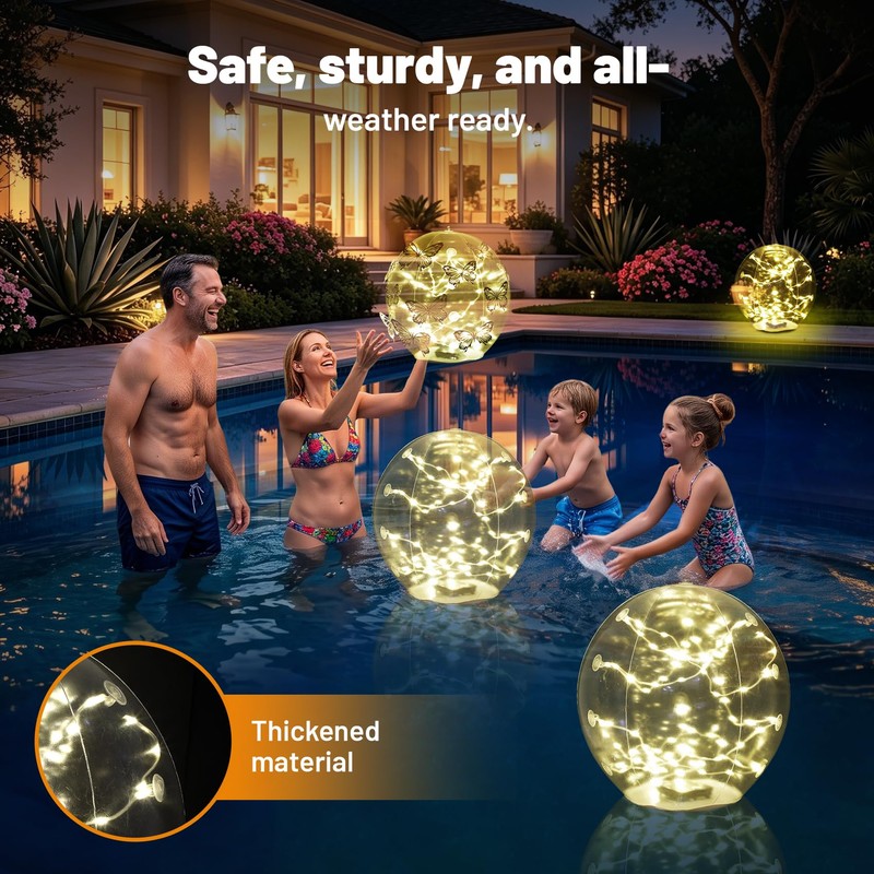 2 Pack Floating Pool Lights Solar Powered 14 inch Pool