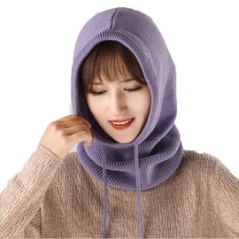 Yekeyi Winter Knitted Cashmere Ski Mask Outdoor Hat for Women, Purple01