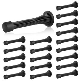 Spring Door Stopper, 20 Pcs Wall Mounted Door Stopper, Door Stoppers Wall for Protecting Walls and from Damage (Black)