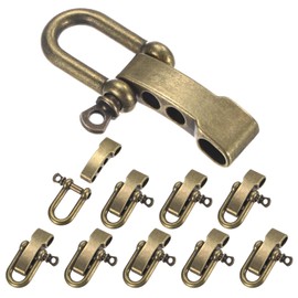 TIXIPEM Paracord Bracelet Shackle Buckle [10PCS] - Adjustable Metal U Bow Shackle Use for Survival Bracelets Belt & Outdoor Rope - [Ancient Bronze-Flat Head] Screw Pin Anchor Buckles