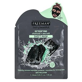 Freeman Facial Charcoal+Sea Salt Detoxify Sheet Mask 0.84 Fl Oz (Pack of 6)