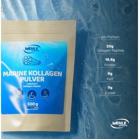 Marine Collagen Powder 500 gm – Collagen Hydrolysate Peptides Type I and Type II – Wehle Sports Fish Collagen, Tasteless