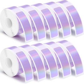 Gersoniel 1600 Pcs Label Tapes 12 x 40 mm Laminated Stickers Replacement Compatible with D30 Portable Thermal Label Paper Printer Tapes for Office 160 Pcs/Roll (Holographic Purple)