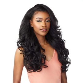 Sensationnel Instant Weave Half Wig - 3 Synthetic Blendwig Adjustable Drawstring for Seamless Hair Blending (1 JETBLACK)