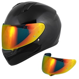 Motorcycle Helmet Visor, Helmet Visor for C10, Motorcycle Windscreen Helmet Visor Fit, Helmet Lens Visor, Full Face Adjustment (Chrome Red)