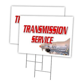 Transmission Service 2 Pack of 18" x 24" Yard Sign & Stake Outdoor Plastic Window | Advertise Your Business | Stake Included Image On Both Sides | Made in The USA